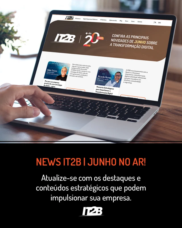 Já conferiu a News IT2B de junho?
Tem conteúdo estratégico que pode transformar o seu negócio!

Novas parcerias com Epson e Cisco — mais inovação, eficiência e segurança para acelerar a transformação digital.
Estratégia de dados — o alicerce para decisões mais inteligentes e negócios mais protegidos.

Observabilidade com AIOps — desempenho otimizado e resposta rápida a falhas.

Ciberataques com IA — saiba como se proteger de ameaças cada vez mais sofisticadas.

👉 Leia agora e veja como a IT2B pode ajudar sua empresa a transformar desafios em oportunidades.

Link na bio!

#NewsIT2B #Tecnologia #Inovação #IA #Dados #AIOps #EstratégiasdeDados #IT2B